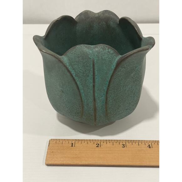 Andersen Design Studios Pottery Maine Vintage Tulip Vase in Verdigris RARE - Picture 11 of 11